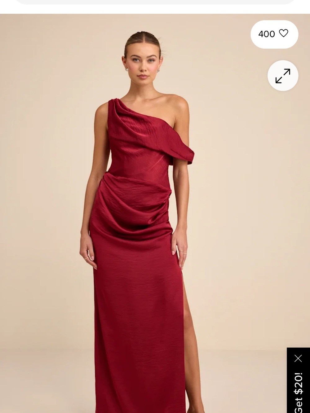 Lulus Dark Red Satin Asymmetrical Maxi Dress